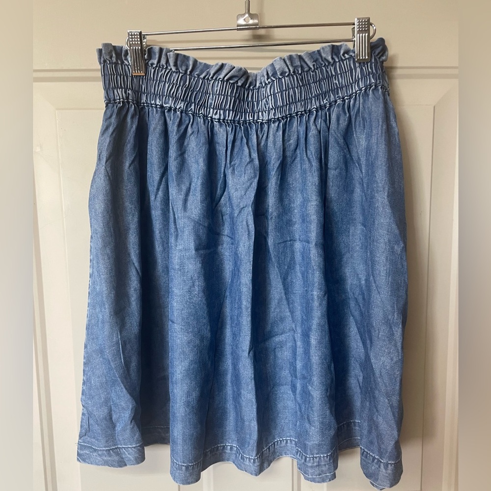 Wash Lab “Breezy Soft Denim Pleated Skirt” WL1423S – Victor Blue – Size L – NWT - Picture 3 of 6